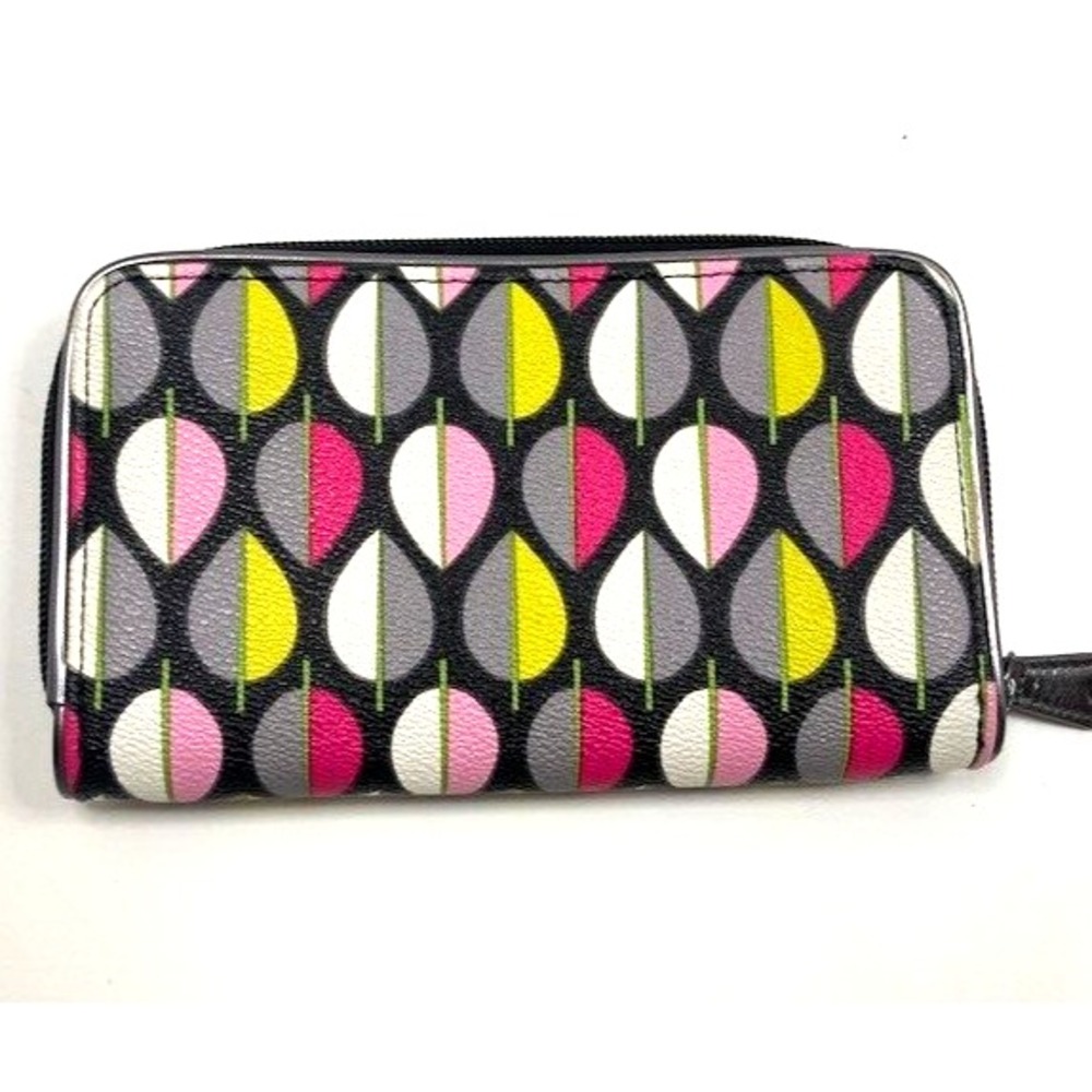 VERA BRADLEY Moon Drops Faux‎ Leather Accordion Zip Around Wallet RETIRED - Picture 2 of 7